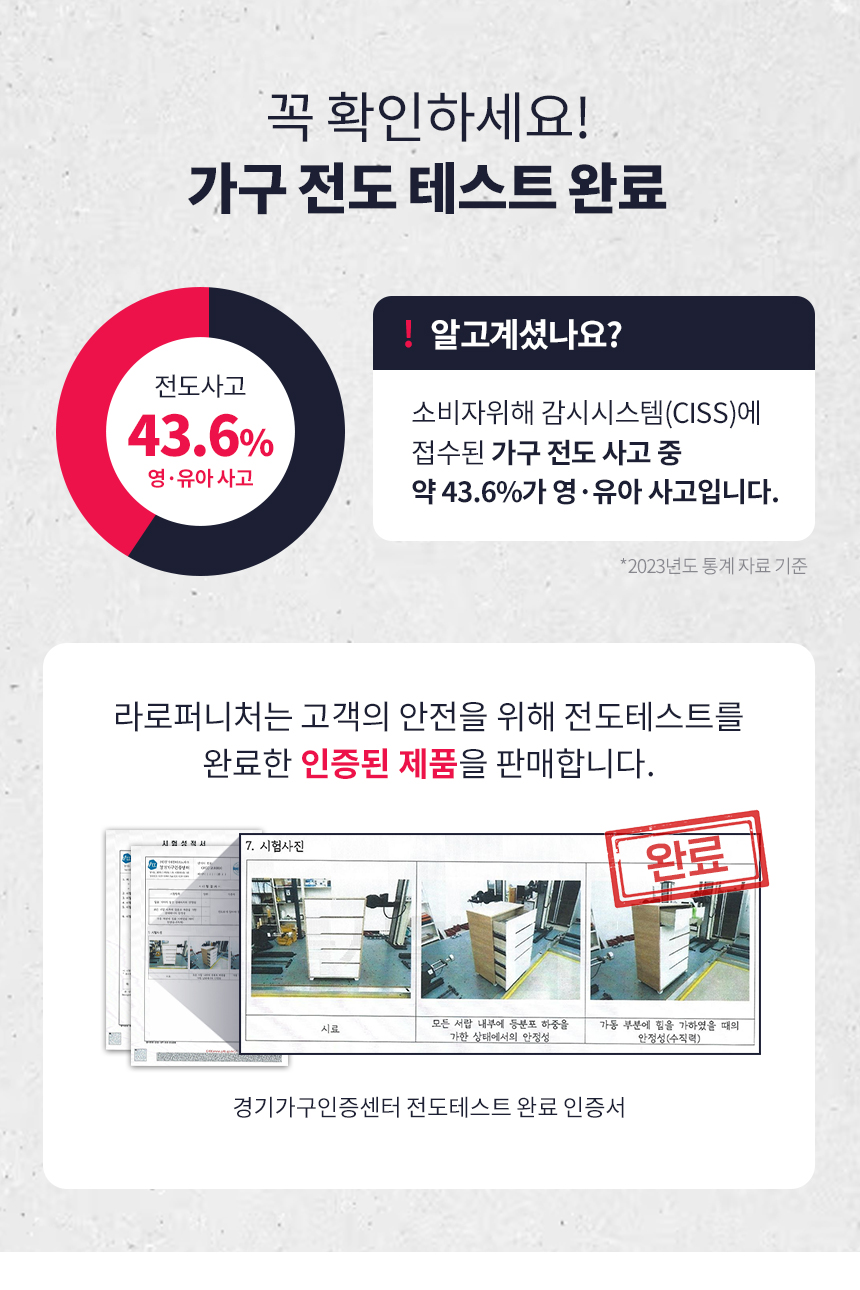 라로퍼니처 웨이비 800 5단 서랍장 E0 전도 테스트 완료 수납장 상세 이미지 4