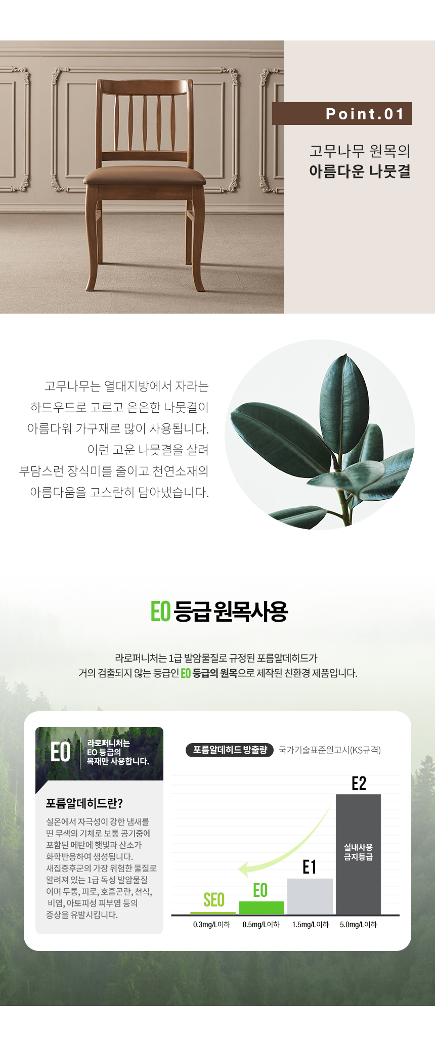 라로퍼니처 크라운 고무나무 원목 식탁 의자 카페 인테리어 체어 상세 이미지 5