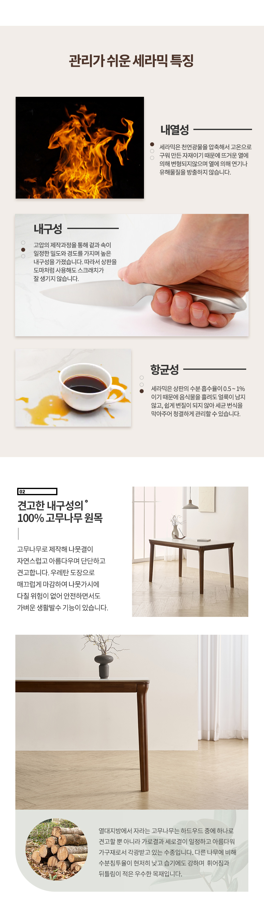 라로퍼니처 보나 1400 포세린 통 세라믹 4인 식탁 세트 월넛 상세 이미지 13