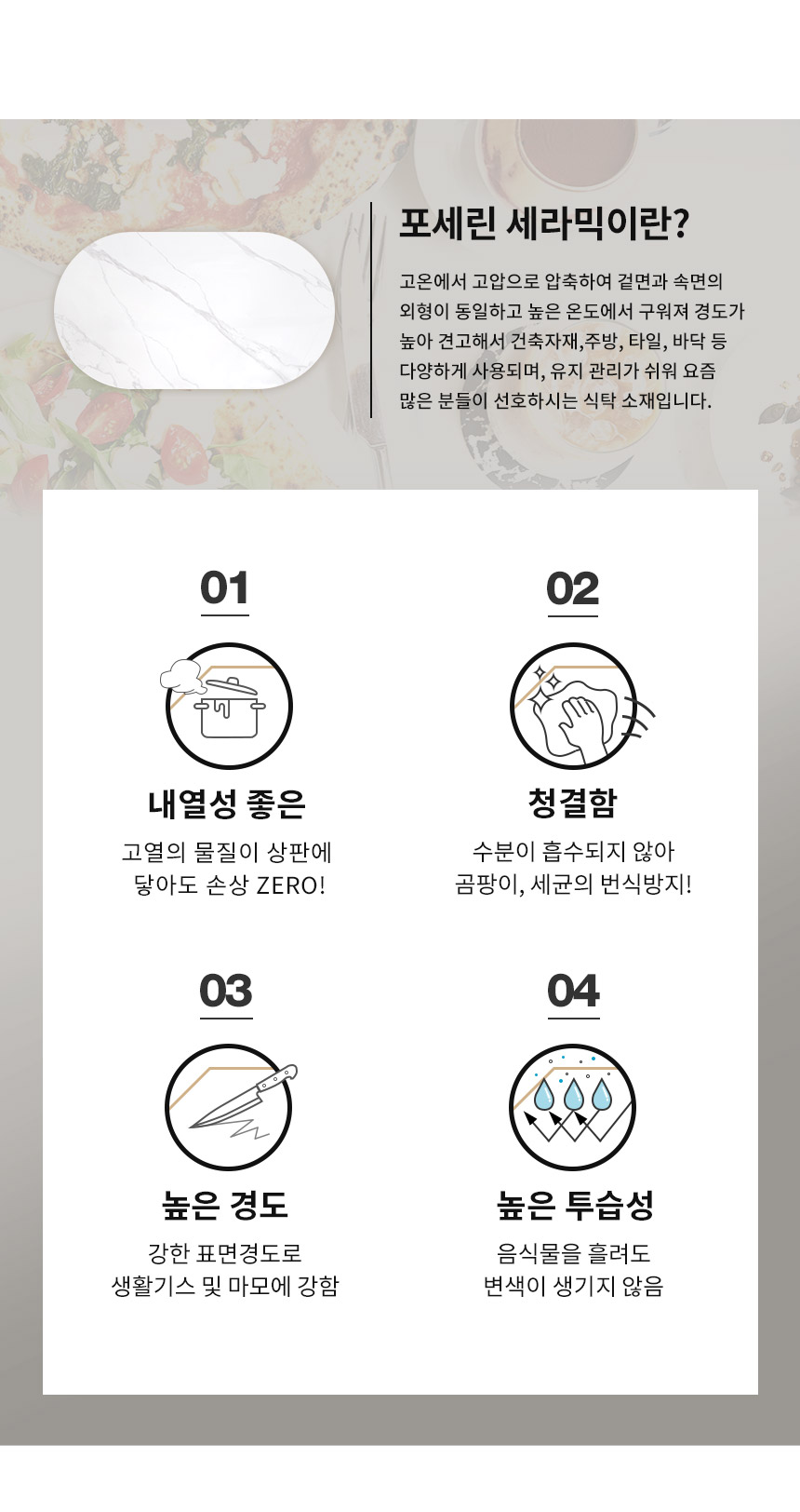라로퍼니처 에릭 1500 유광 타원 포세린 통 세라믹 4인 식탁 세트 실버 프레임 상세 이미지 5