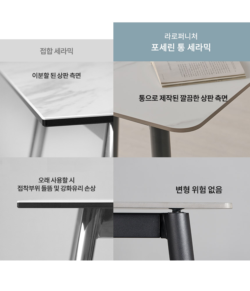 라로퍼니처 엘쉬 1800 포세린 통 세라믹 6인 라탄 식탁 세트 | 한샘몰