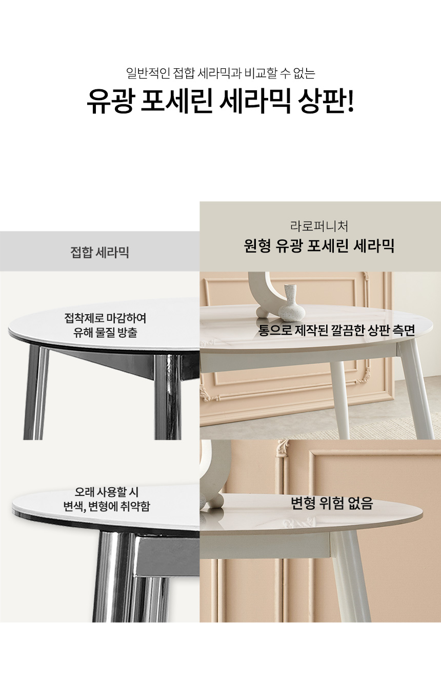 라로퍼니처 밀크 900 유광 원형 포세린 통 세라믹 식탁 세트 상세 이미지 7