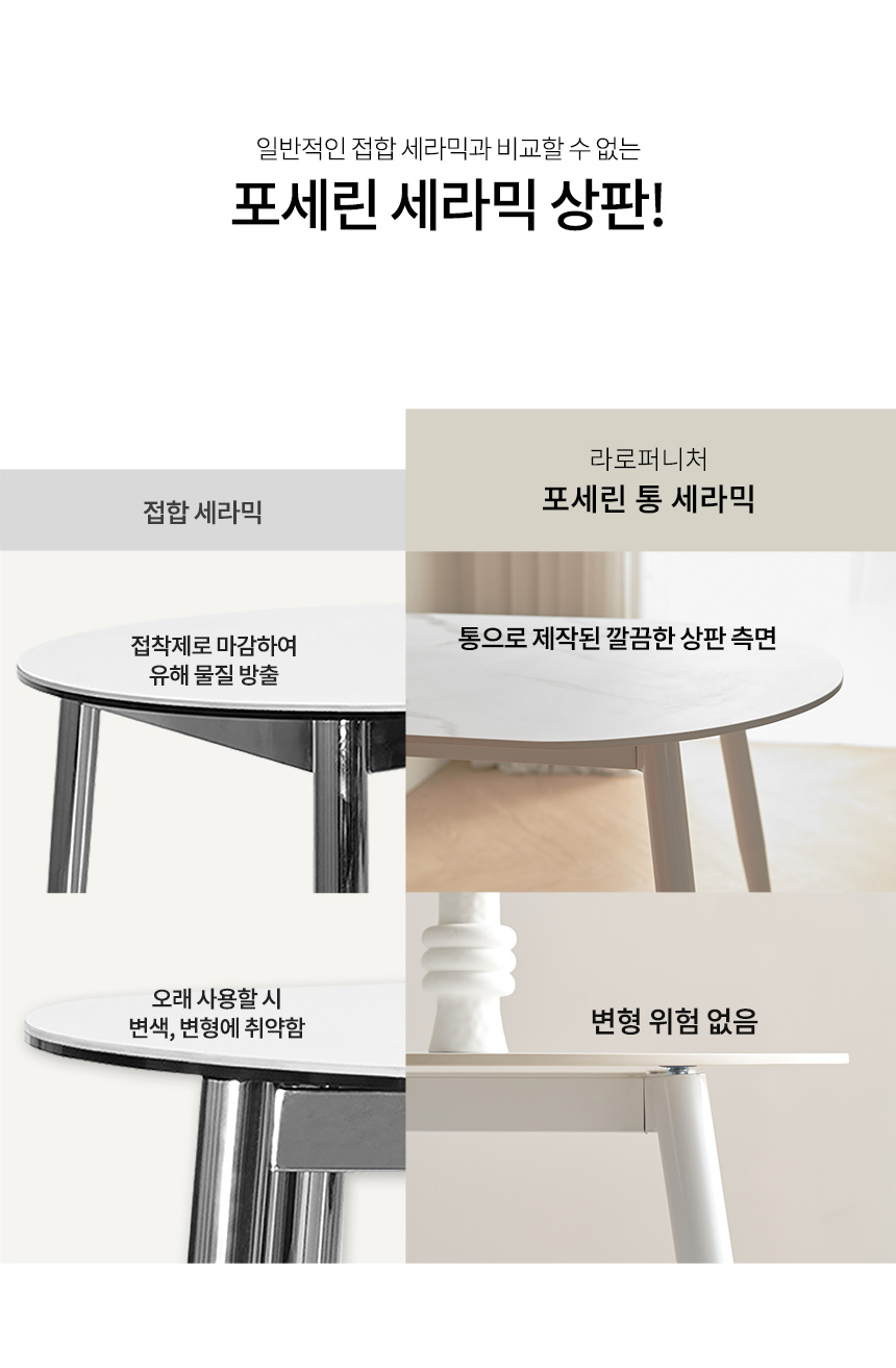 라로퍼니처 밀크 1350 반타원 포세린 통 세라믹 식탁 세트 상세 이미지 7