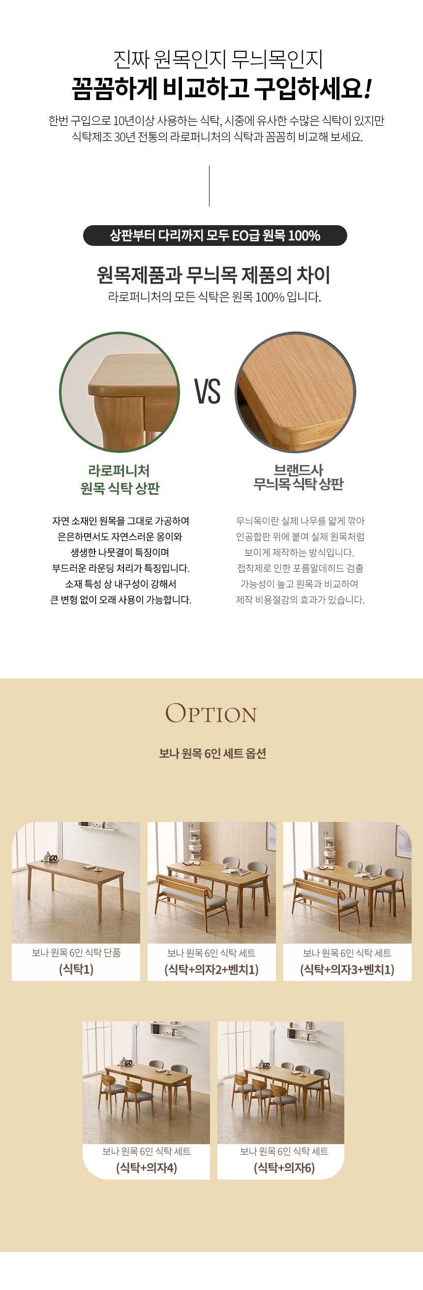 라로퍼니처 보나 1900 고무나무 원목 6인 식탁 세트 메이플 상세 이미지 5