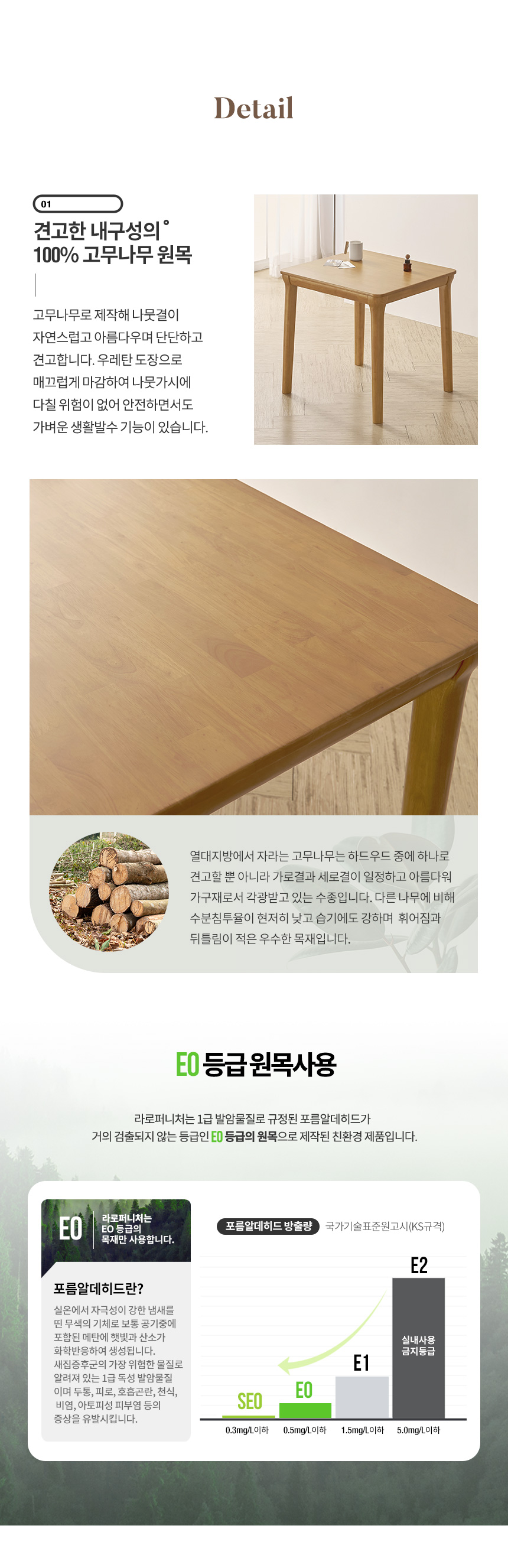 라로퍼니처 허브 800 고무나무 원목 2인 식탁 세트 상세 이미지 8