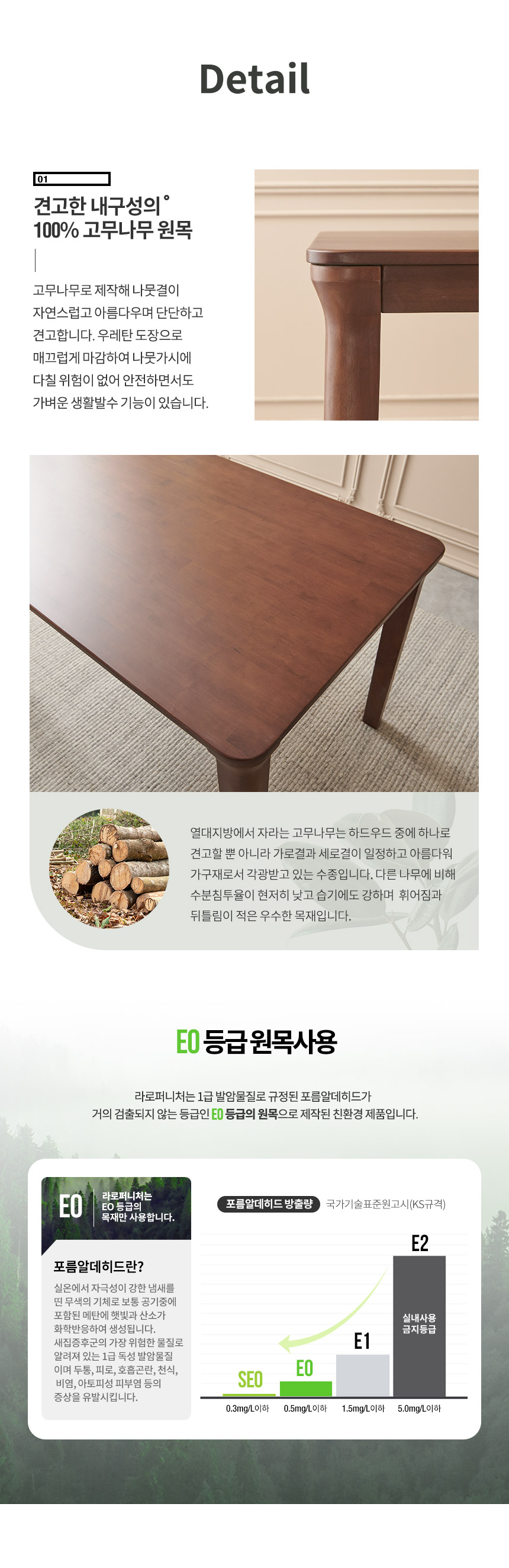 라로퍼니처 허그 1900 고무나무 원목 6인 식탁 세트 상세 이미지 10